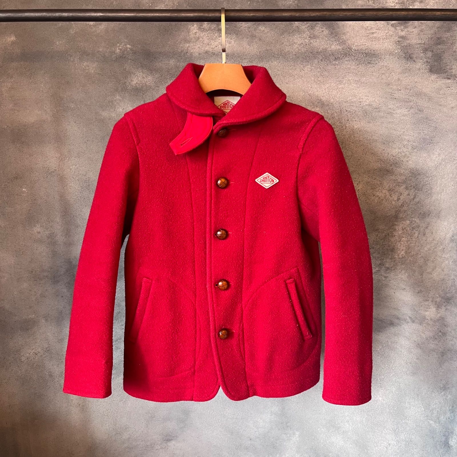 ダントン DANTON ウールモッサコート フード 赤 美品