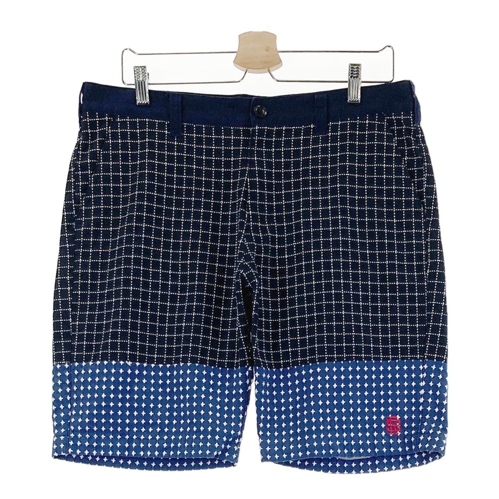 サイズ L ROUGH-SWELL ラフアンドスウェル モデル 裏メッシュ ハーフパンツ 総柄 ネイビー系 240101444116 ゴルフウェア メンズ ストスト