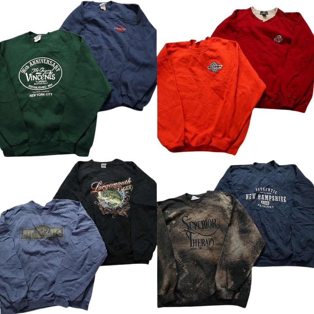 古着卸 まとめ売り カラー スウェット 8枚セット (メンズ XL /2XL ) タイダイ 魚 カレッジ風 チームロゴ レーシング 中古 古着 MY2608