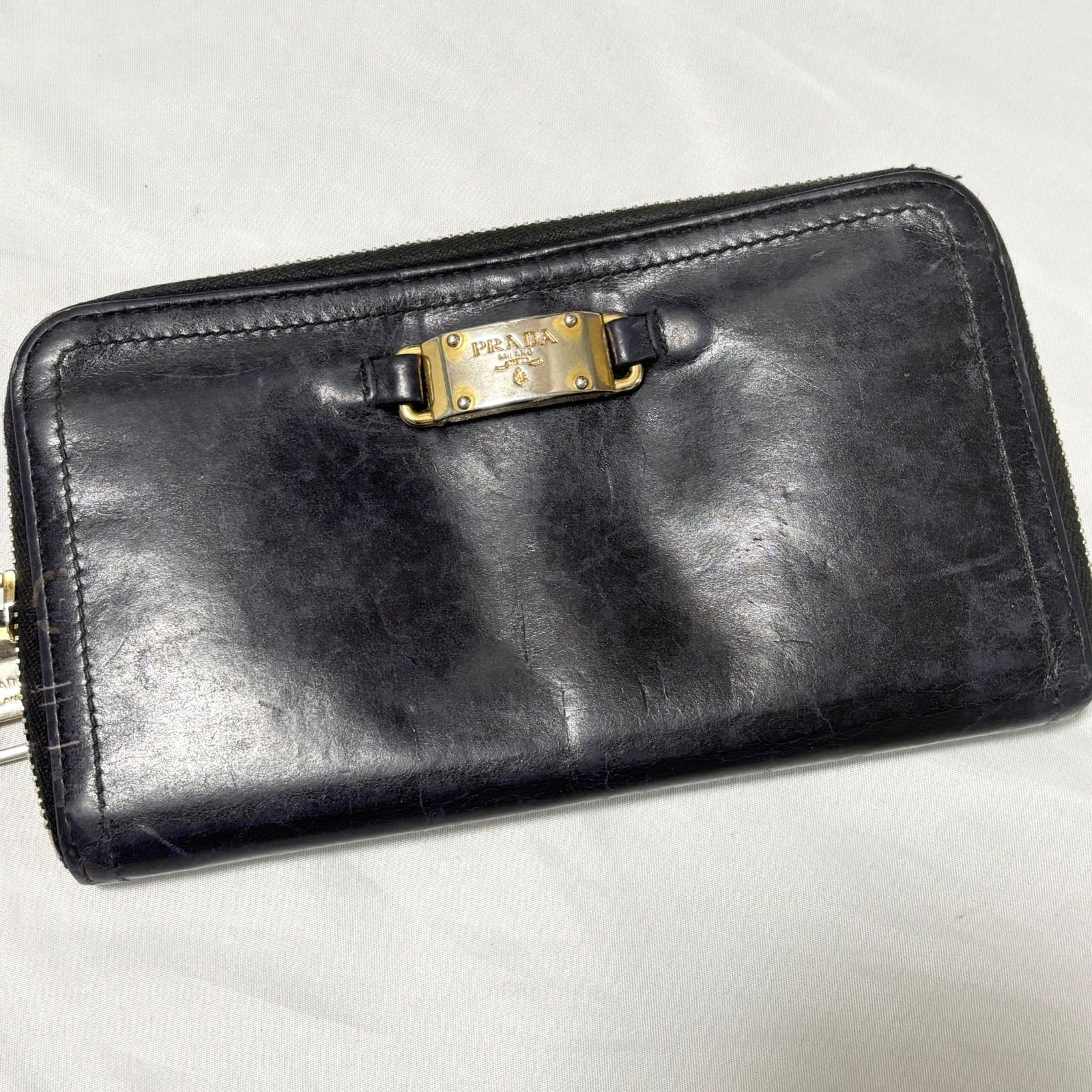 送料無料】PRADA/プラダ/長財布/ウォレット/サイフ/レザー/ブラック 