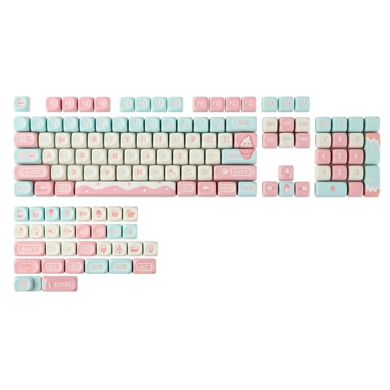 KiiBOOM アイスクリームドリームMOAプロファイルキーキャップセット 136キー PBT カスタムキーキャップ ANSIレイアウト用 MXスイッチ ゲーミングメカニカルキーボード