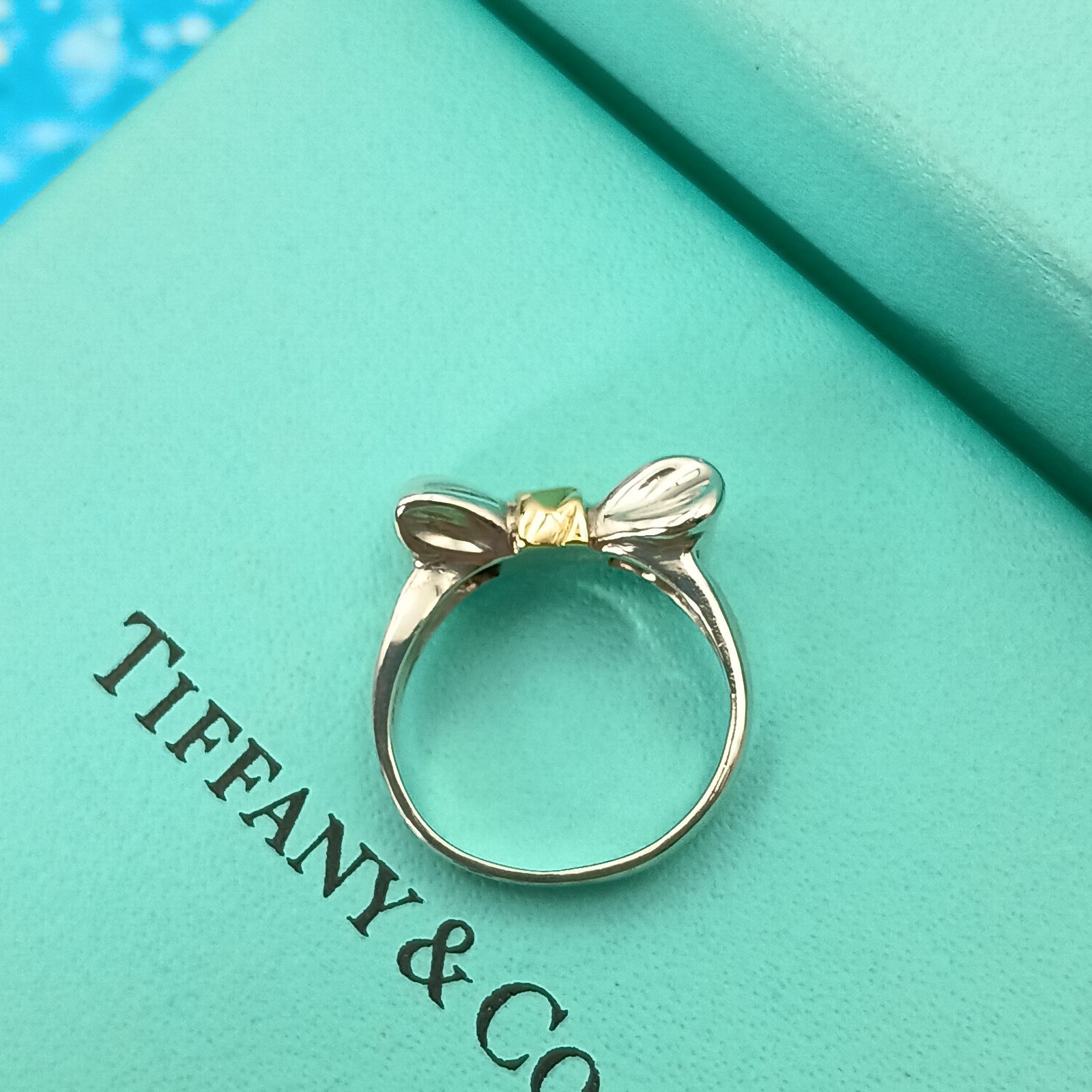 TIFFANY&Co ティファニー 7号 リボン コンビリング 指輪 シルバー925
