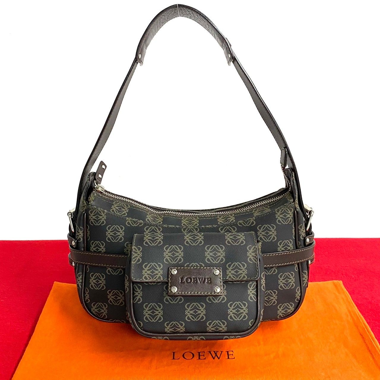 極美品 LOEWE ロエベ アナグラム ロゴレザー 本革 ワンショルダーバッグ