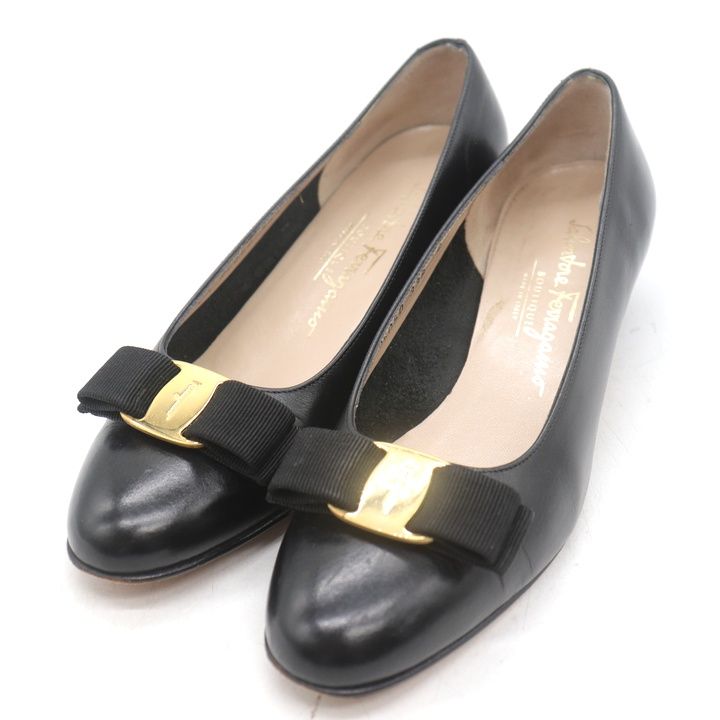 サルヴァトーレフェラガモ パンプス ヴァラ 本革 レザー ブランド シューズ 靴 レディース 6サイズ ブラック Salvatore Ferragamo