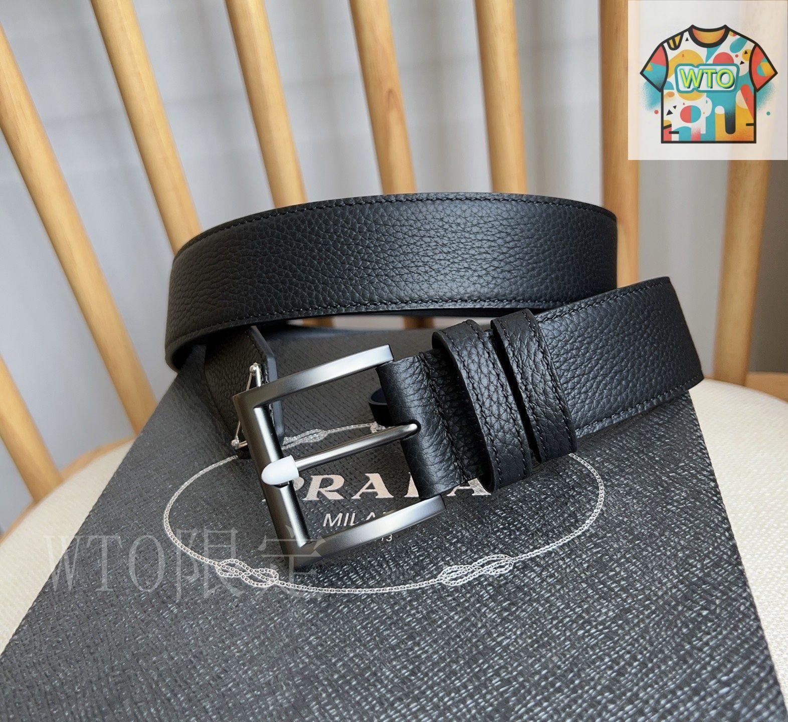 bg36 PRADA レザー ベルト ダークグレー bg36 PRADA レザー ベルト ダークグレー