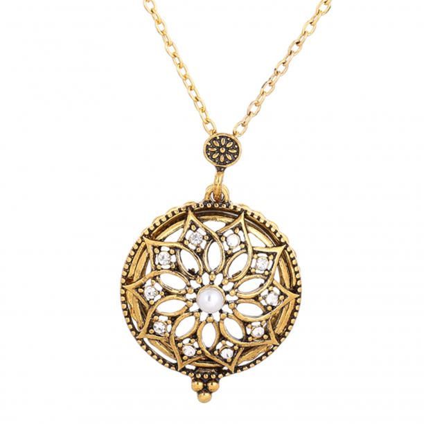 ルーペ ネックレス 花模様 ペンダント 雪 3倍 スライド式 おしゃれ