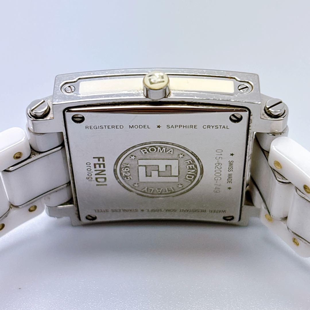 250フェンディ クアドロ 6200G デイト セラミック スクエア 腕時計  