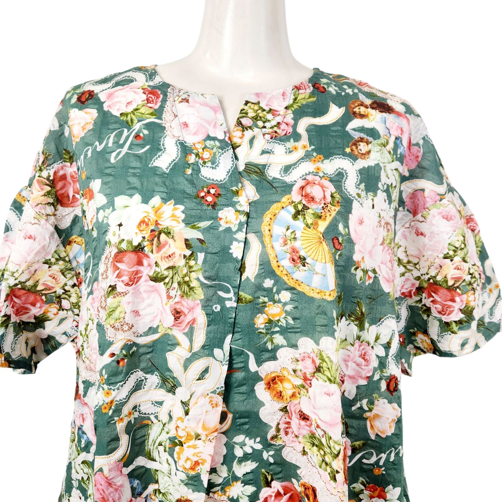 春物再入荷 鴨居羊子TUNIC チュニック ギャザー5分袖 ワンピース
