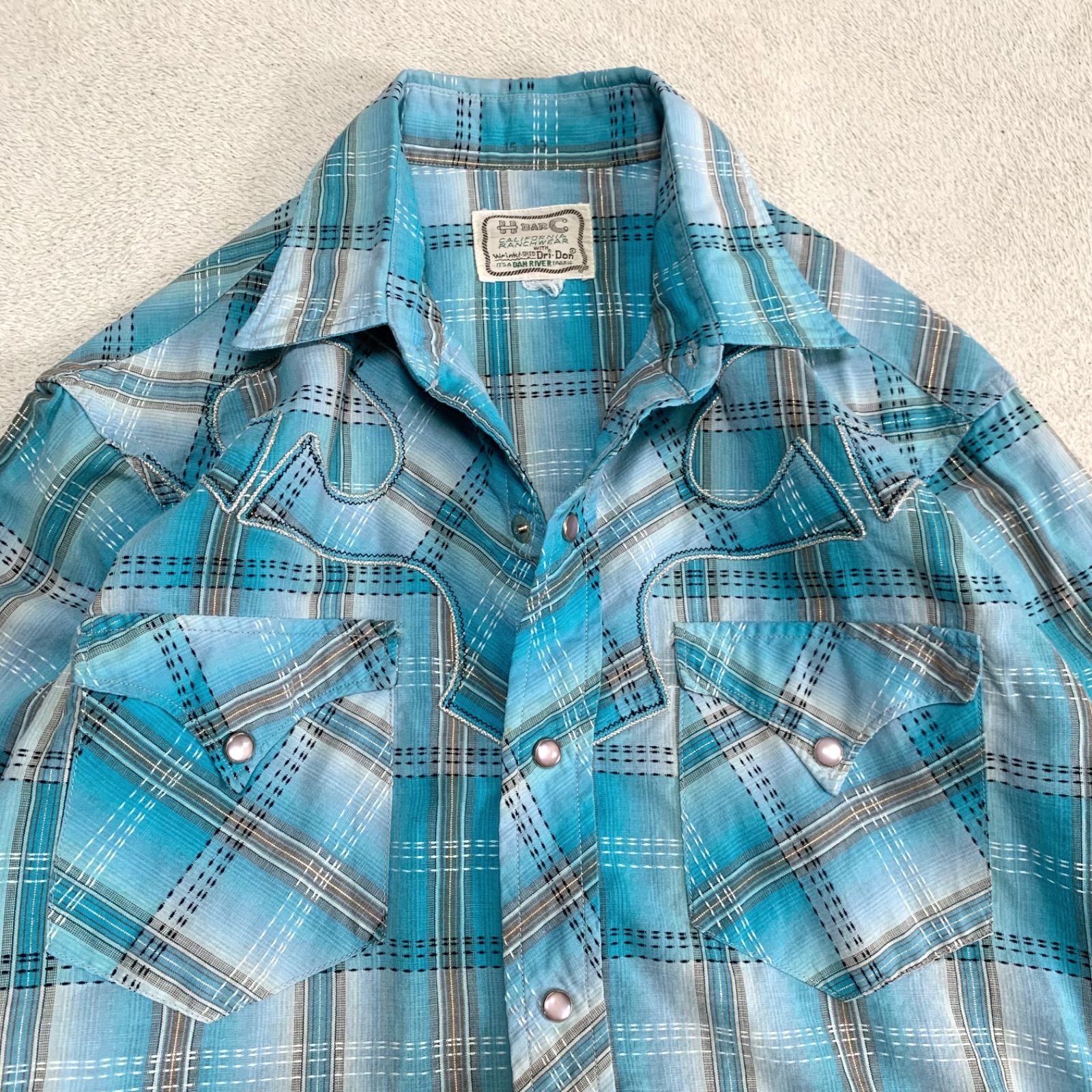 H BAR C オンブレチェックシャツ ウエスタンシャツ 50-60s VINTAGE