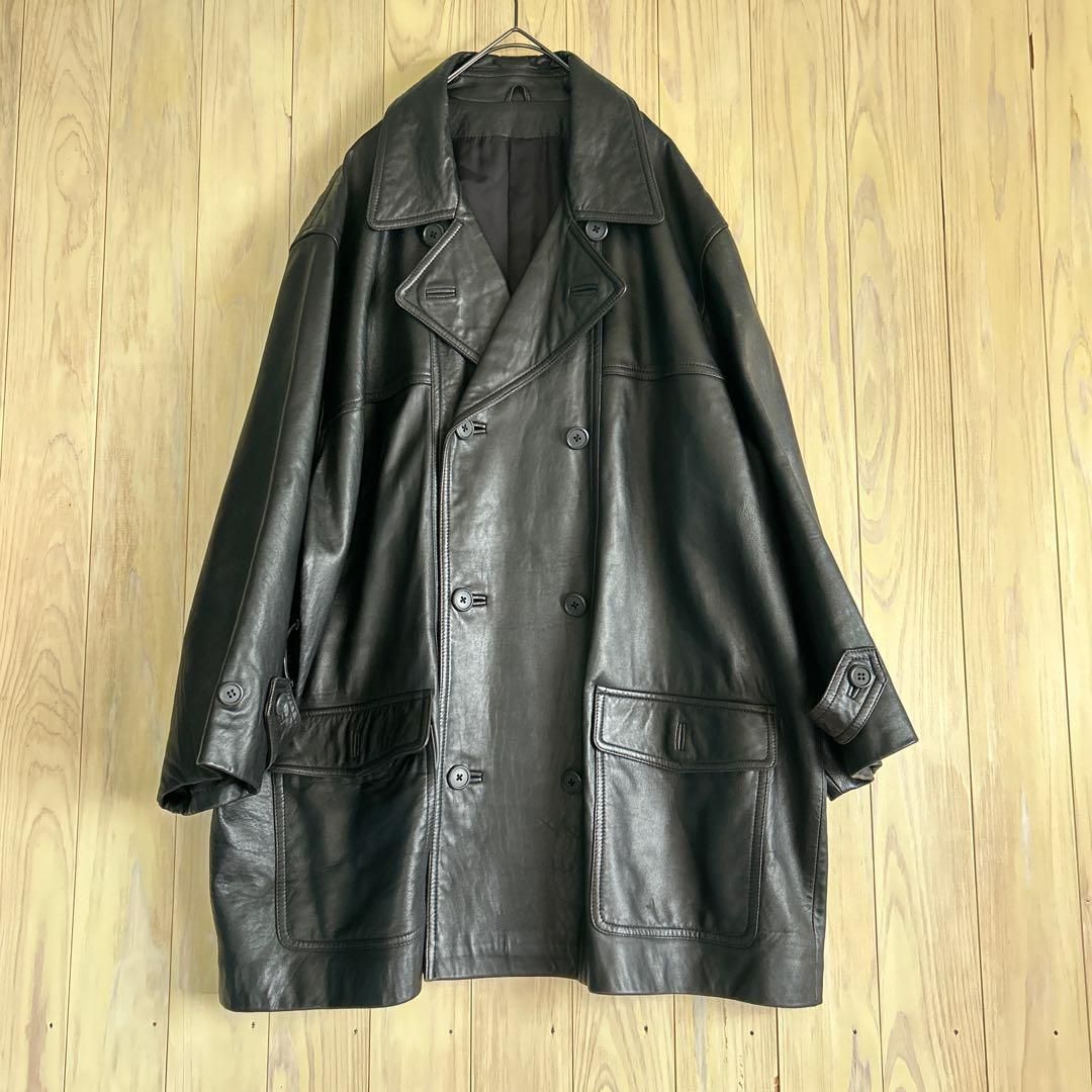 未使用級✨00sArchiveVintage ラムレザーダブルブレストコート 黒 未使用級✨00sArchiveVintage ラムレザーダブルブレストコート 黒