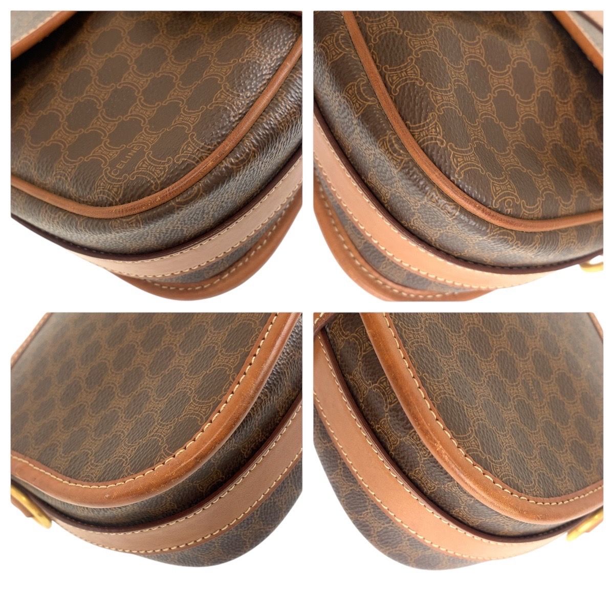 2024春の新作 CELINE セリーヌ マカダム ブラウン ゴールド金具 PVC/レザー バッグ