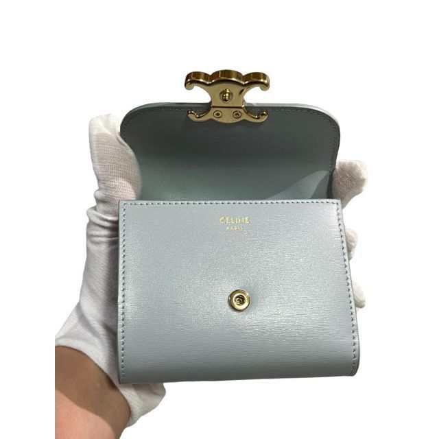 新品未使用☆CELINE トリオンフ ミニ 財布 アイスブルー - メルカリ