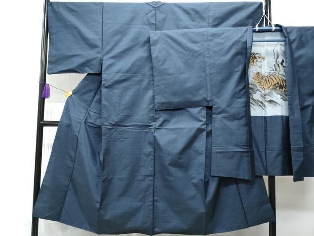 平和屋着物□男性 本場大島紬 アンサンブル 格子柄 正絹 逸品