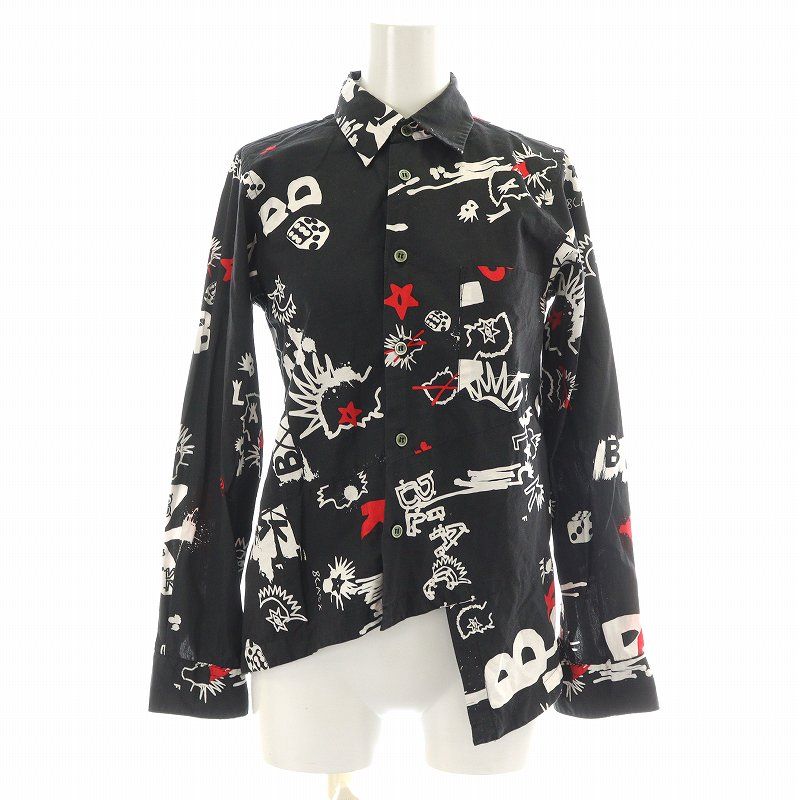 希少✨ブラックコムデギャルソン AD2015 長袖シャツ ブラック 総柄 コムデギャルソンブラック COMME des GARCONS BLACK AD2015
