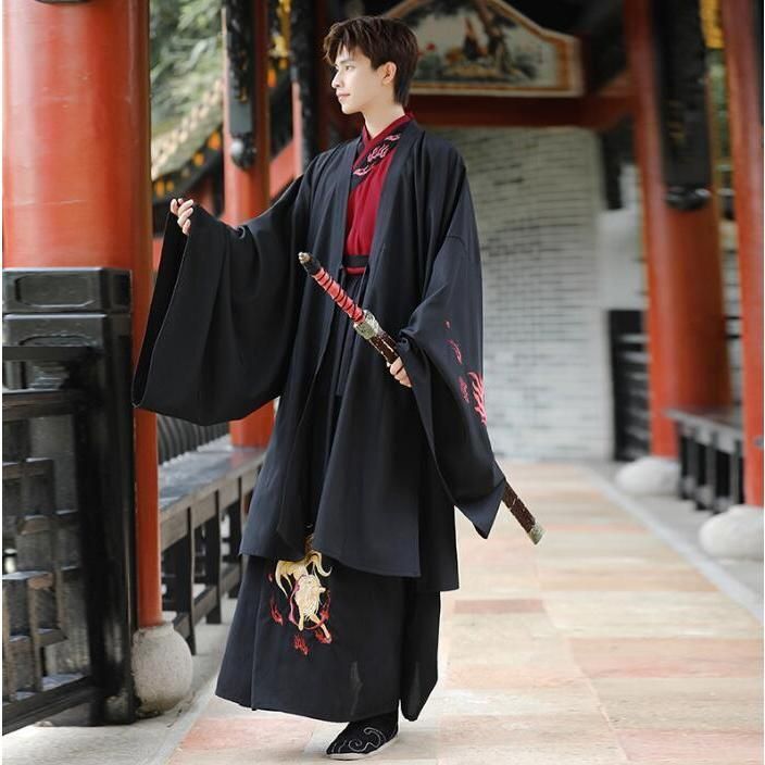 【 新入荷·数量限定】 メンズ用漢服唐装 刺繍 ロング丈羽織 カップル中華振袖シャツ ロング丈スカート 3点セット 4点セット 振袖中華古風コスプレ衣装 メン CS00925BJ 最大90％オフ。