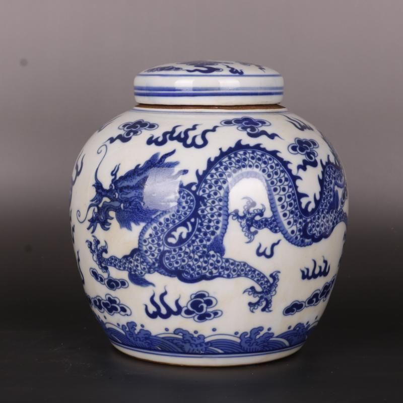 清康熙鯖双龍紋茶壺 景徳鎮 陶磁器 装飾品 工芸品 美術