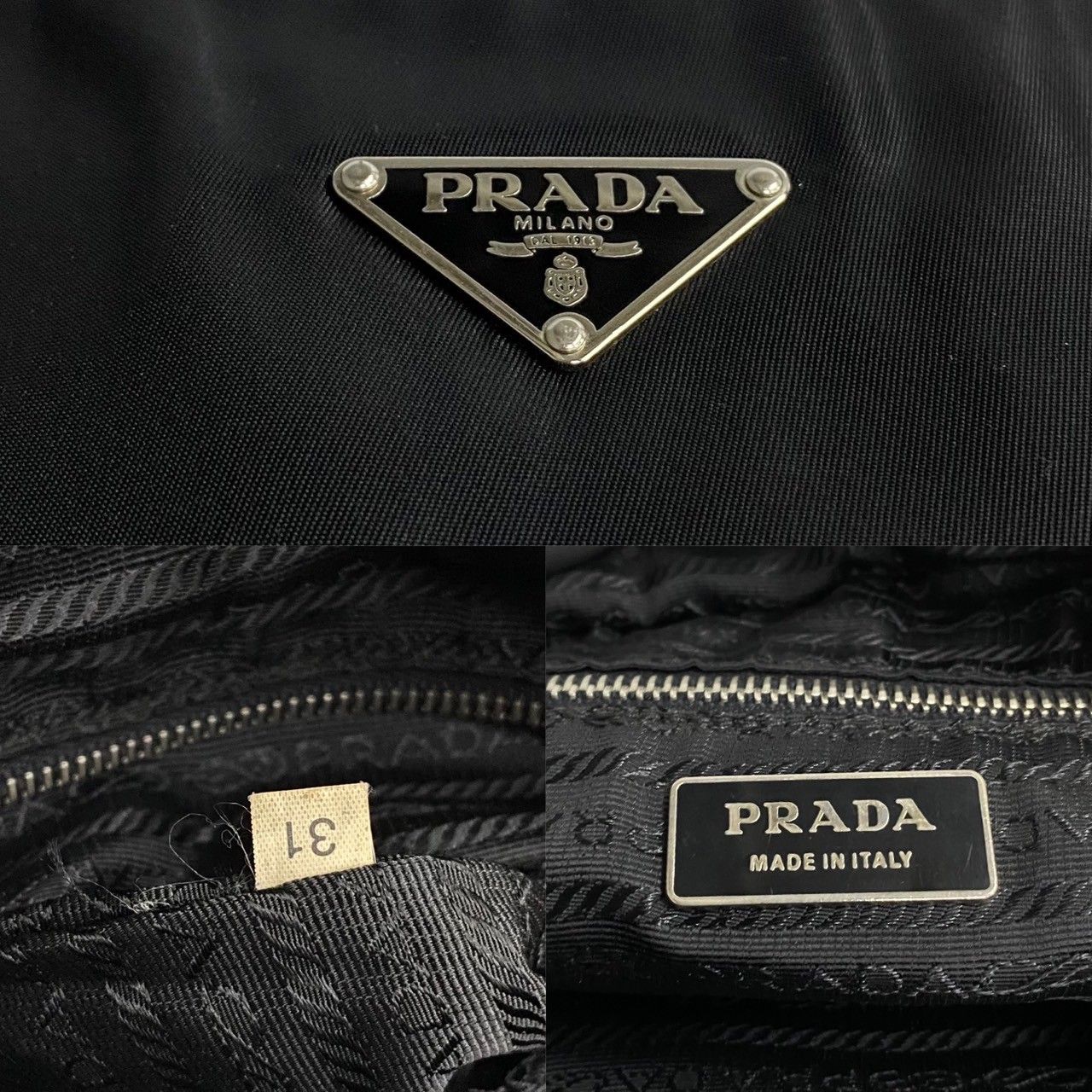 極 美品 希少品 PRADA プラダ 三角ロゴ 金具 ナイロン レザー 本革