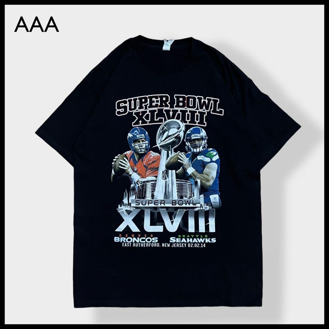 AAA】NFL スーパーボウル 両面プリント Tシャツ アメフト L US古着