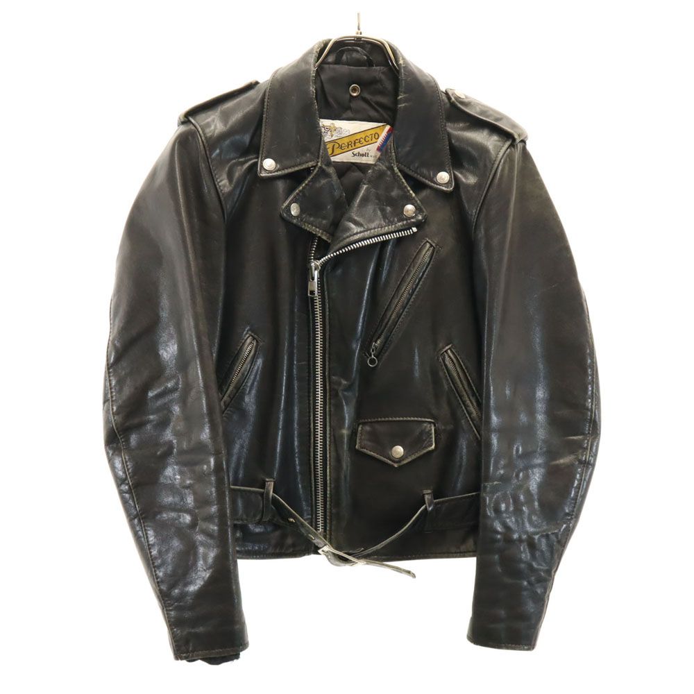 Schott ダブル ライダース レザー ジャケット 36 ブラック ショット SCHOTT LEOPARD DOUBLE RIDERS サイズ36 ブラック 203UST