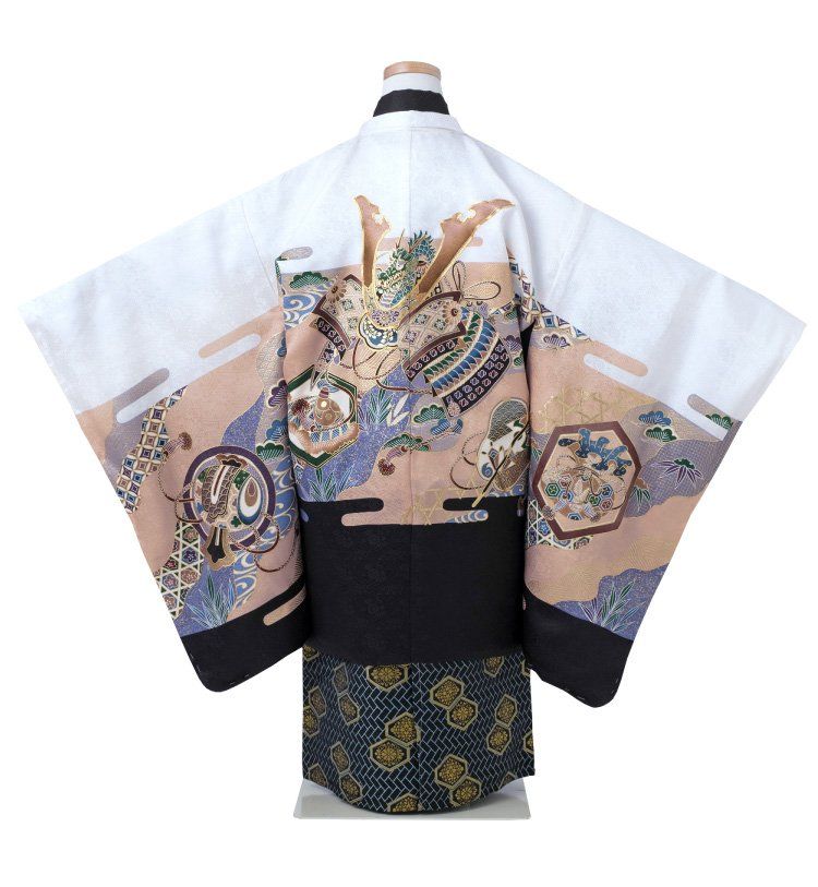 七五三 着物 男の子 五歳 正絹 13点フルセット 羽織袴セット 白