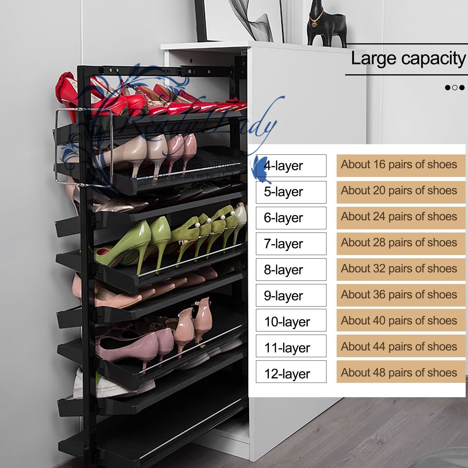 下駄箱 靴棚 クローゼット整理 シューズラック 上下角度調整 大容量 安定 軽量 靴 収納コンパクト 簡単な保管とアクセス 145.2cm MARWIL-DEMENAGEMENTS_CH