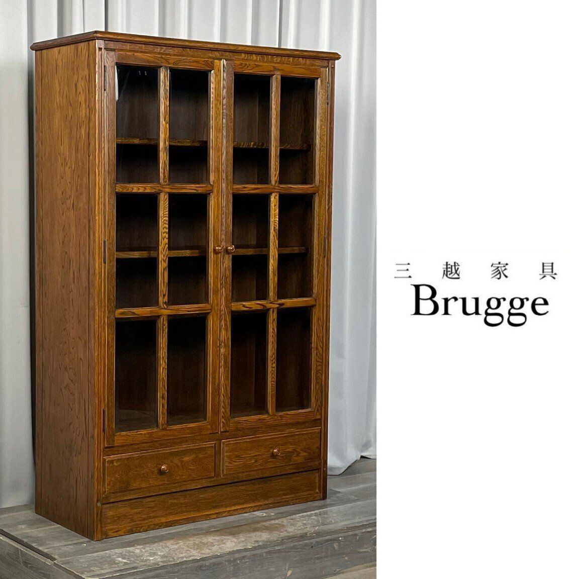 GT22 三越 家具 ブルージュ オーク材 ガラス キャビネット 飾り棚 シェルフ Brugge/神奈川県秦野市/A4