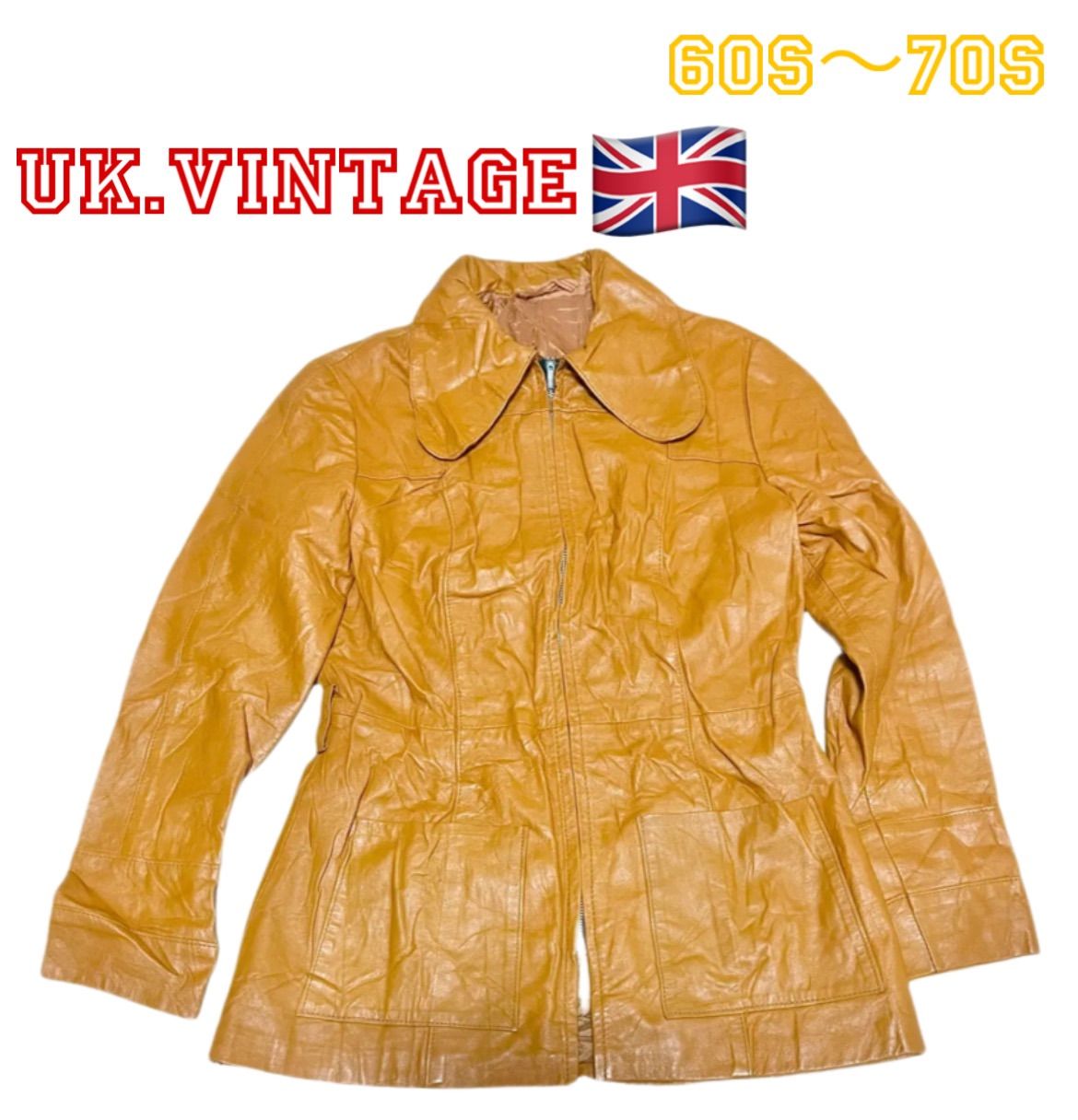 late60s〜70s UK.Vintage レザー ハーフコート ビーグルカラー - メルカリ 