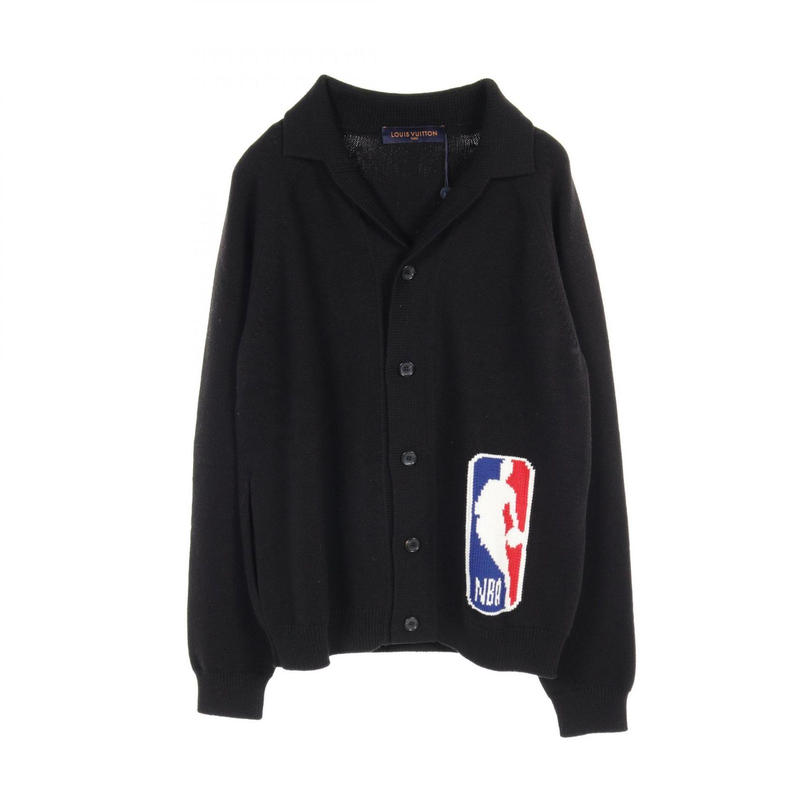 【中古】ルイヴィトン LOUIS VUITTON × NBA ジャイアントモノグラムロゴ カーディガン L 黒 ブラック ルイ・ヴィトン LOUIS VUITTON × NBA ジャイアントモノグラムロゴ