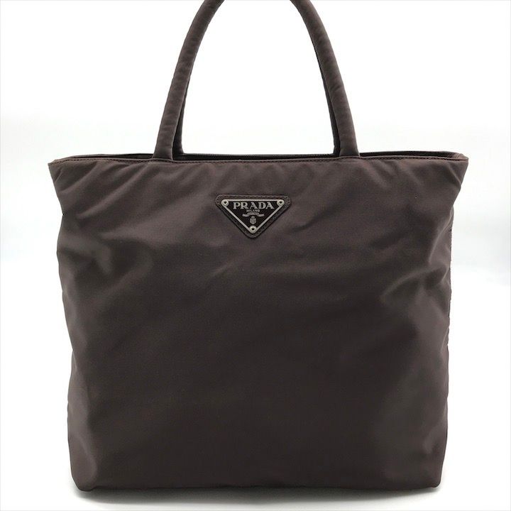良品 PRADA プラダ テスート ナイロン 三角ロゴ プレート ハンド