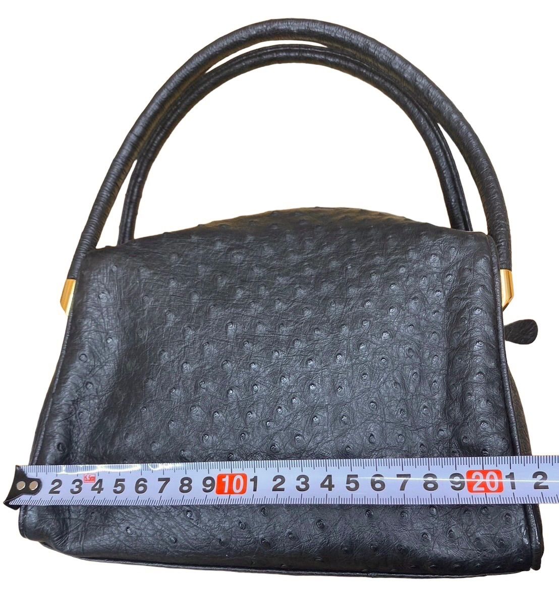 【美品】ザオ ZAO JRA認定 オーストリッチ レザー 本革 ハンドバッグ 黒 新品・未使用【JRA】オーストリッチ ハンドバッグ 本革 超高級