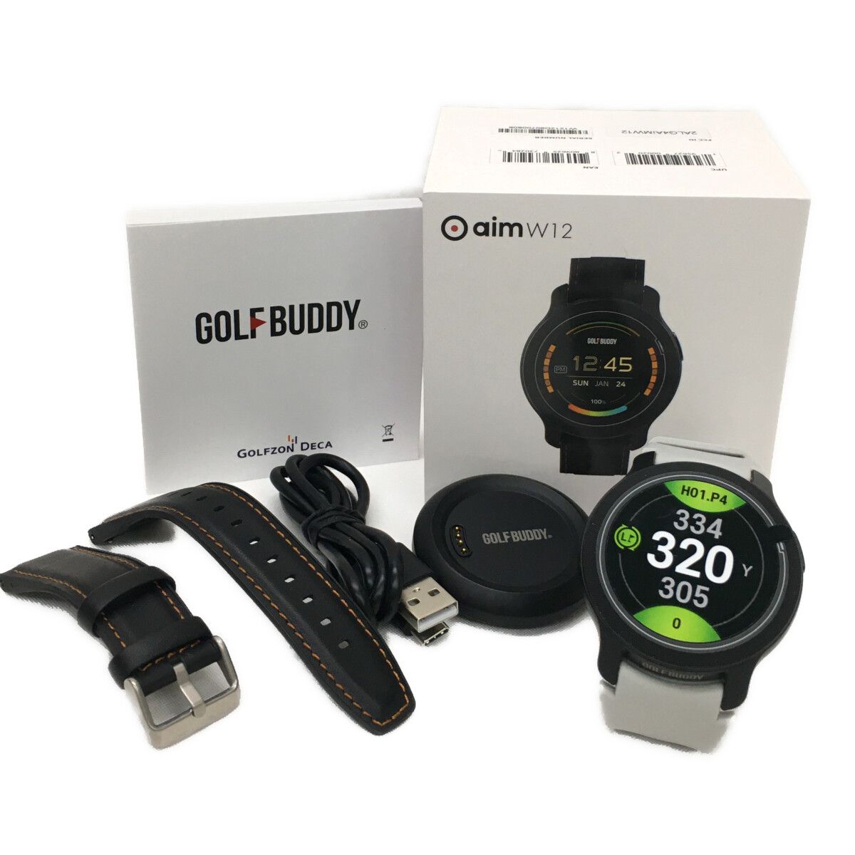 ゴルフナビ ブラック ゴルフバディー GOLFBUDDY aim W12 ウォッチ型 タッチパネル フル 防水
