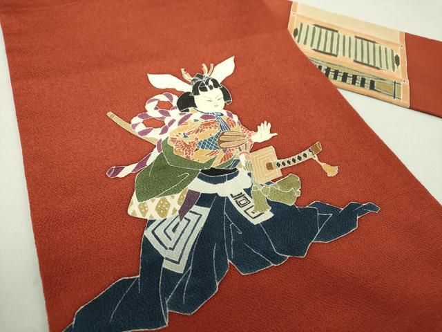 平和屋着物●十日町友禅作家　関口遼一　九寸名古屋帯　歌舞伎　鬼しぼ縮緬　正絹　逸品　DAAS3584ps 平和屋着物○十日町友禅作家 関口遼一 九寸名古屋帯 歌舞伎 鬼しぼ縮緬