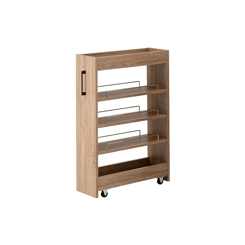 アイリスプラザ 選べる54種 隙間収納ロータイプ スリムラック ストッカー 調味料ラック 冷蔵庫横 洗濯機横 ライトナチュラル キッチンワゴン 幅22cm FRM-007-IR 1