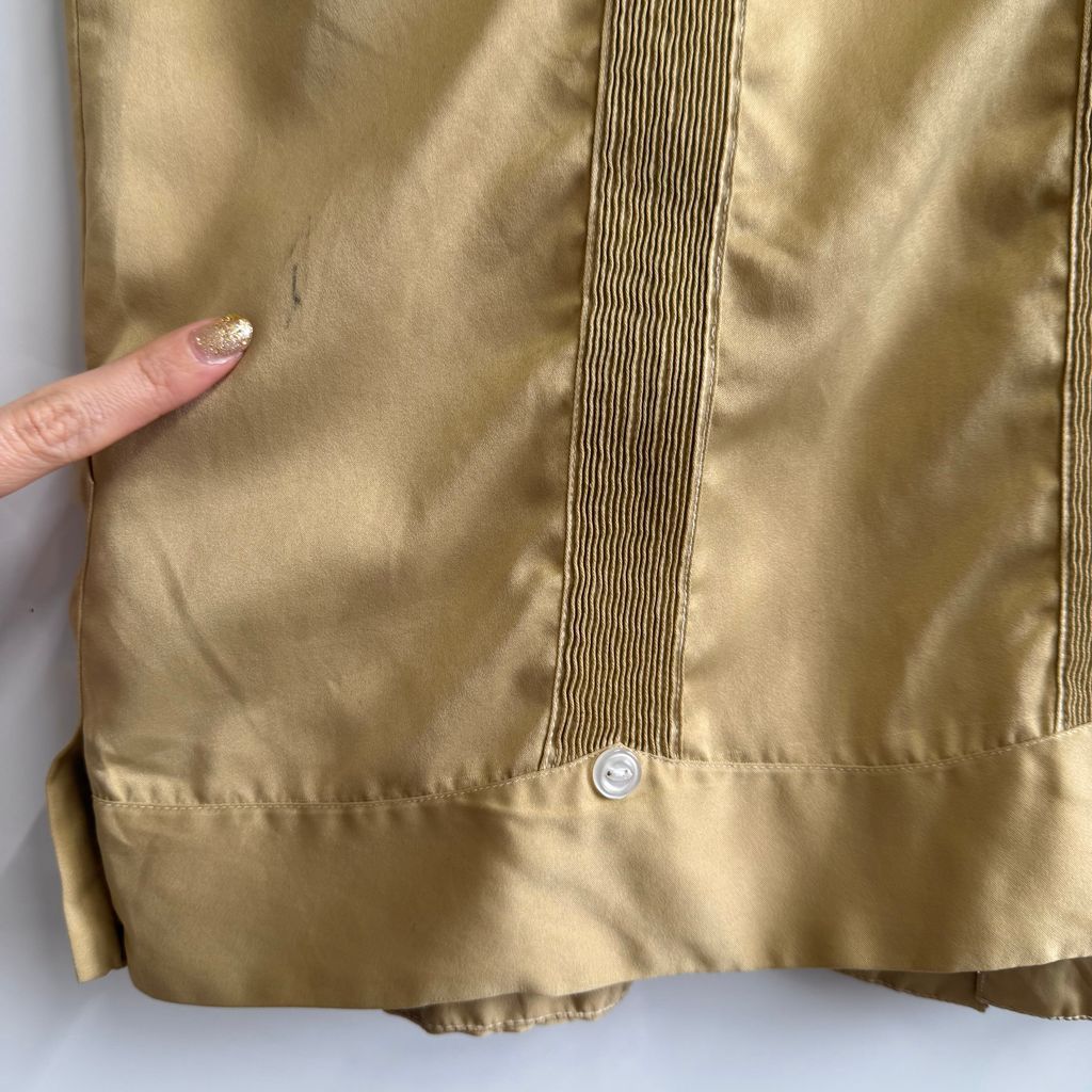 キューバシャツ メンズ 開襟シャツ 半袖 刺繍 ポケット 古着 ベージュ LADA キューバシャツ 柄シャツ 全刺繍 4ポケット 開襟 メンズL