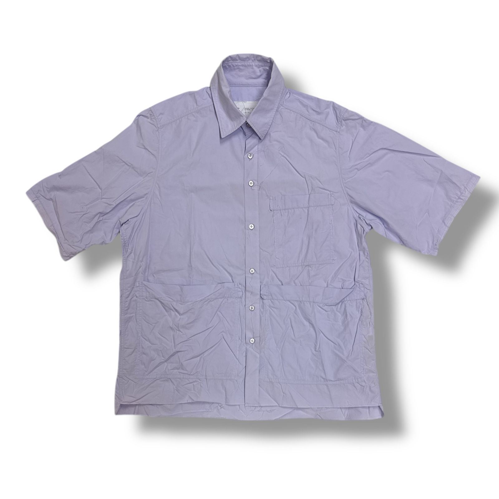 参考上代66000円 CAMIEL FORTGENS 23SS BOXY SHIRT ボックスシャツ 半袖シャツ カミエルフォートヘンス CF.15.04.02.01 ラベンダー S 85278A5