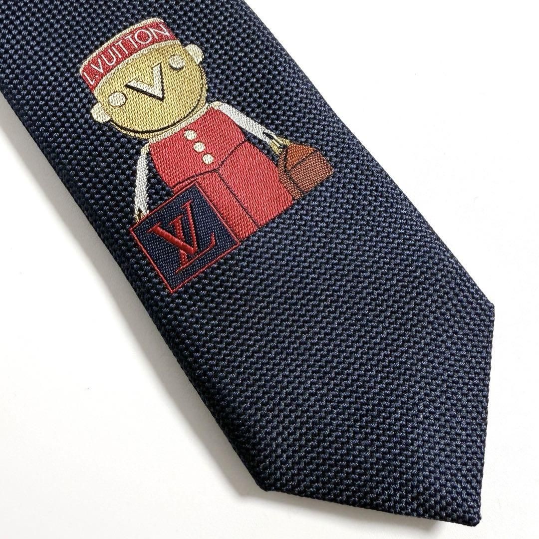 未使用】ルイヴィトン ネクタイ クラヴァット LV ガストン ネイビー