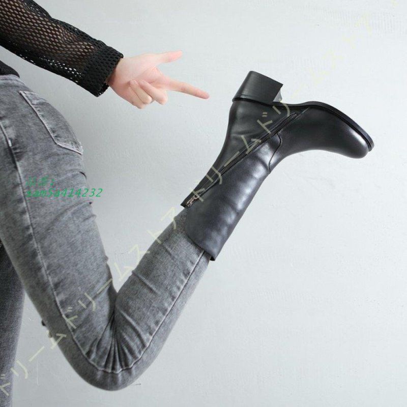 ショートブーツ レディース ショートブーツ 黒 秋冬 暖かい 太ヒール 痛くない防寒 サイドファスナー 疲れにくい おしゃれ 履きやすい 歩きやすい am5a414232