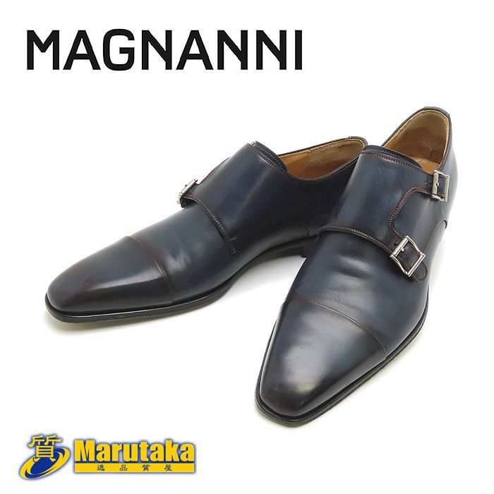 送料無料 MAGNANNI マグナーニ ダブルモンク ネイビー #41 ドレスシューズ メンズ ビジネスシューズ 逸品質屋 丸高 23k145-6  MAGNANNI Men's Double Monk Dress Shoes Navy Blue