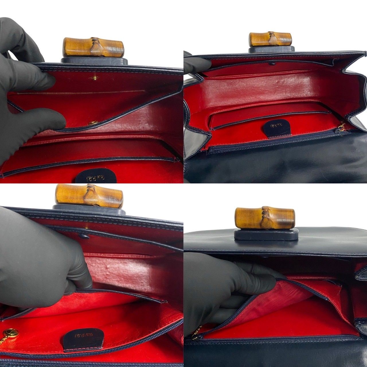 ほぼ未使用 鏡付 GUCCI グッチ オールドグッチ ヴィンテージ バンブー