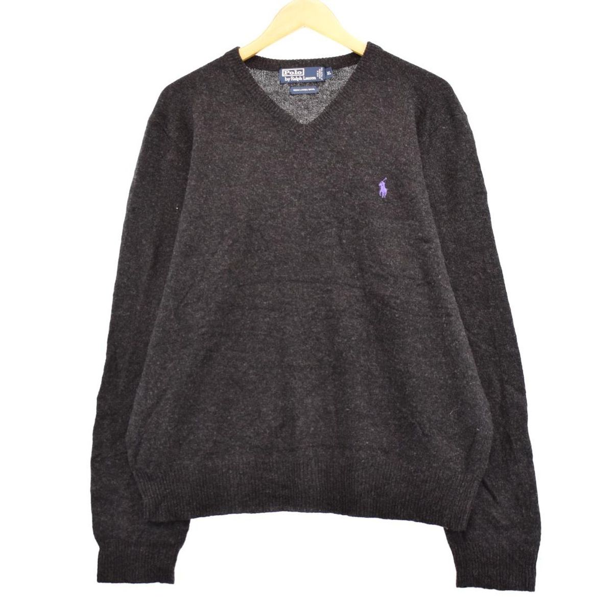 古着 ラルフローレン Ralph Lauren POLO by Ralph Lauren Vネック ラムウールニットセーター メンズL/eaa365080