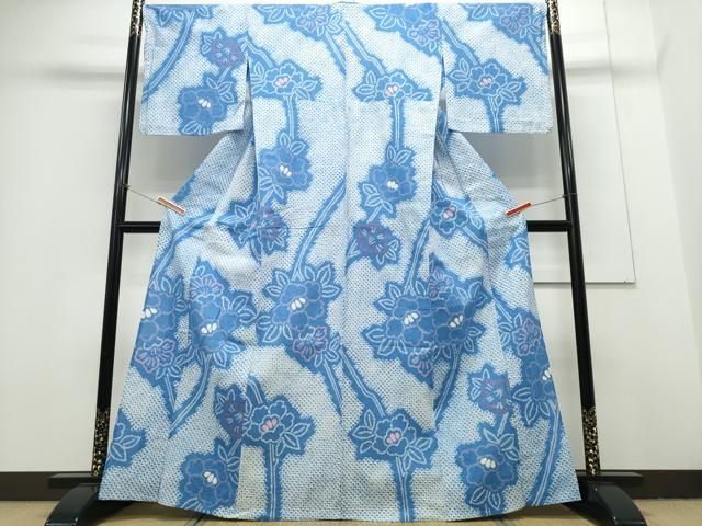 平和屋着物∴夏物 浴衣 有松鳴海絞り 牡丹 綿 CAAY4620ng