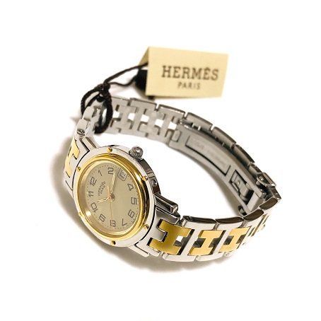 【稼働】CL4.220 エルメス クリッパー コンビ ゴールドウォッチ 腕時計 HERMES エルメス クリッパー CL4.220 No.6075 クオーツ 2000年代