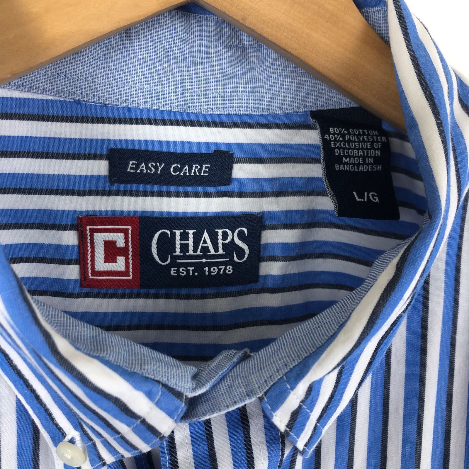 チャップス CHAPS ラルフローレン シャツ ストライプ 長袖 ブルー系 L