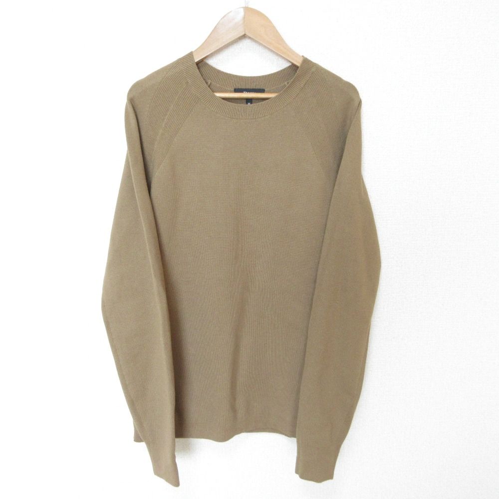 美品 Theory セオリー BILEN LATHAM CREW クルーネック プルオーバー ラグラン ニット カットソー セーター M ブラウン メンズ 古着 中古 USED