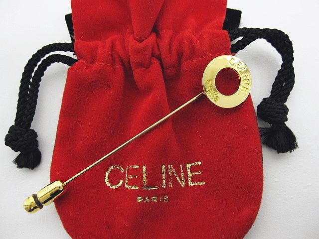 CELINE セリーヌ ピンブローチ ゴールド色 サークル デザイン バッジ