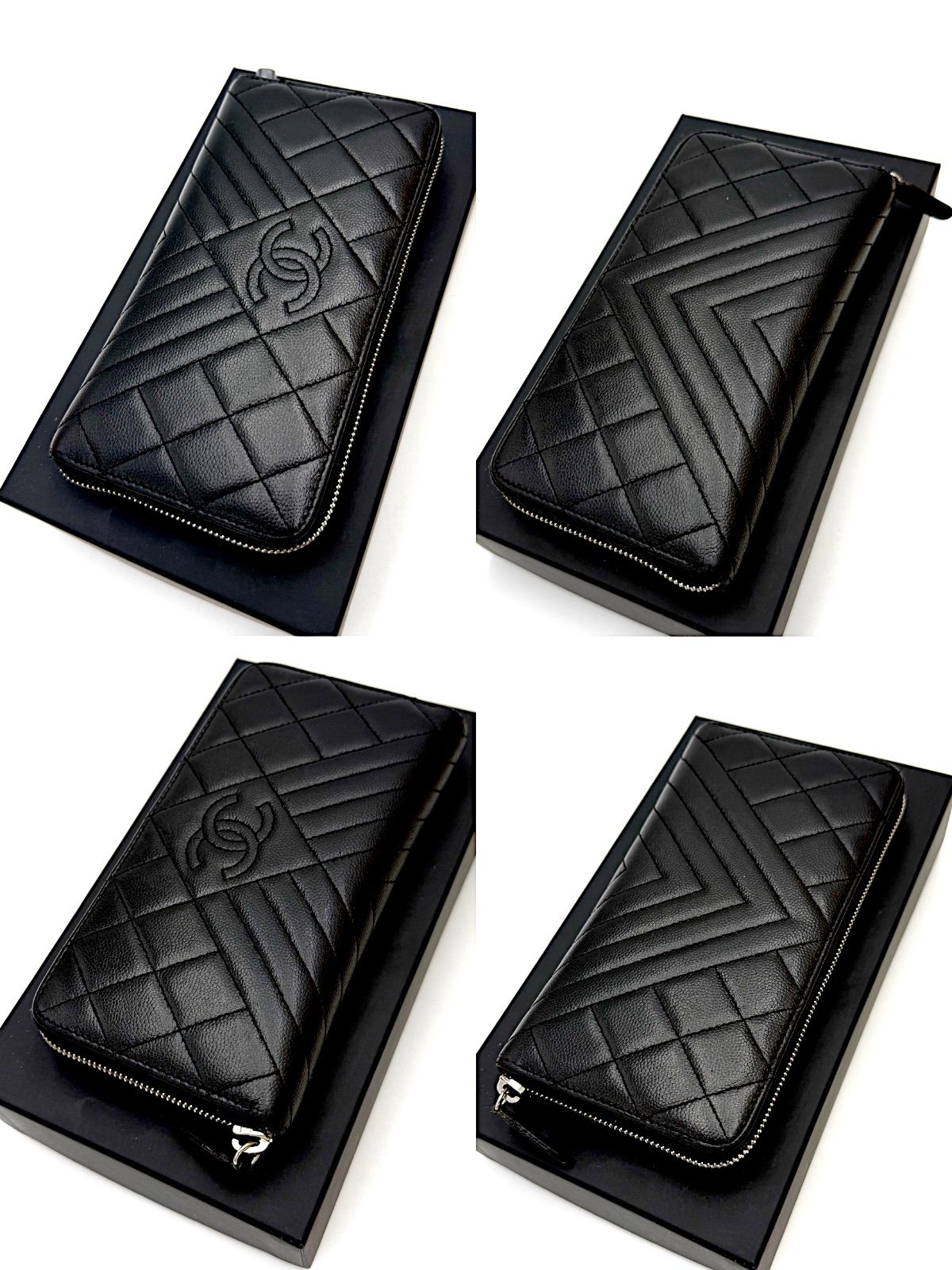 CHANEL キャビアスキン Vステッチ 長財布ジップ ロングウォレット CHANEL キャビアスキン Vステッチ 長財布ジップ ロング