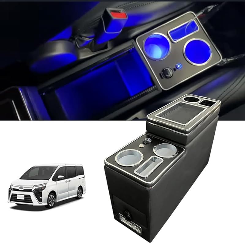 コンソールボックス トヨタに適用 ヴォクシー適用 ノア エスティマ適用 エスクァイア適用 アームレストコンソール 80系 70系 60系 NOAH適用 VOXY適用 LED付き USBポート 取付簡単 多機能 収納ボックス