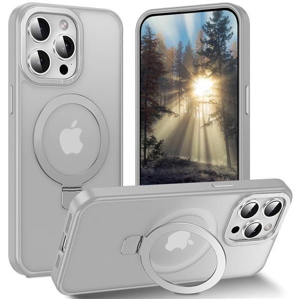 グレー iPhone 14 Pro Max 用 ケース magsafe対応 iPhone14promax ケースワイヤレス充電 耐衝撃 米軍MIL規格 耐久性 マット感 半透明 滑り止め 指紋防止 カメラレンズ保護 スタンド機能【縦横両対応・角