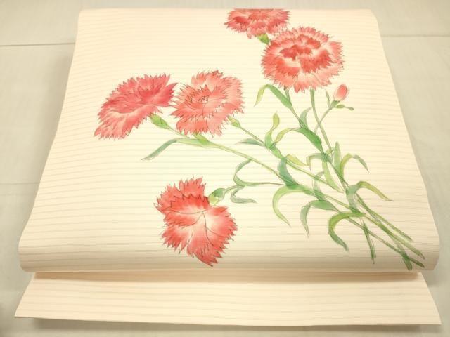 M2812★着物淡雪★ 正絹　9寸名古屋帯　作家物　塩瀬　芍薬の花 楽天市場】平和屋着物▽塩瀬 九寸開き名古屋帯 作家物 環山