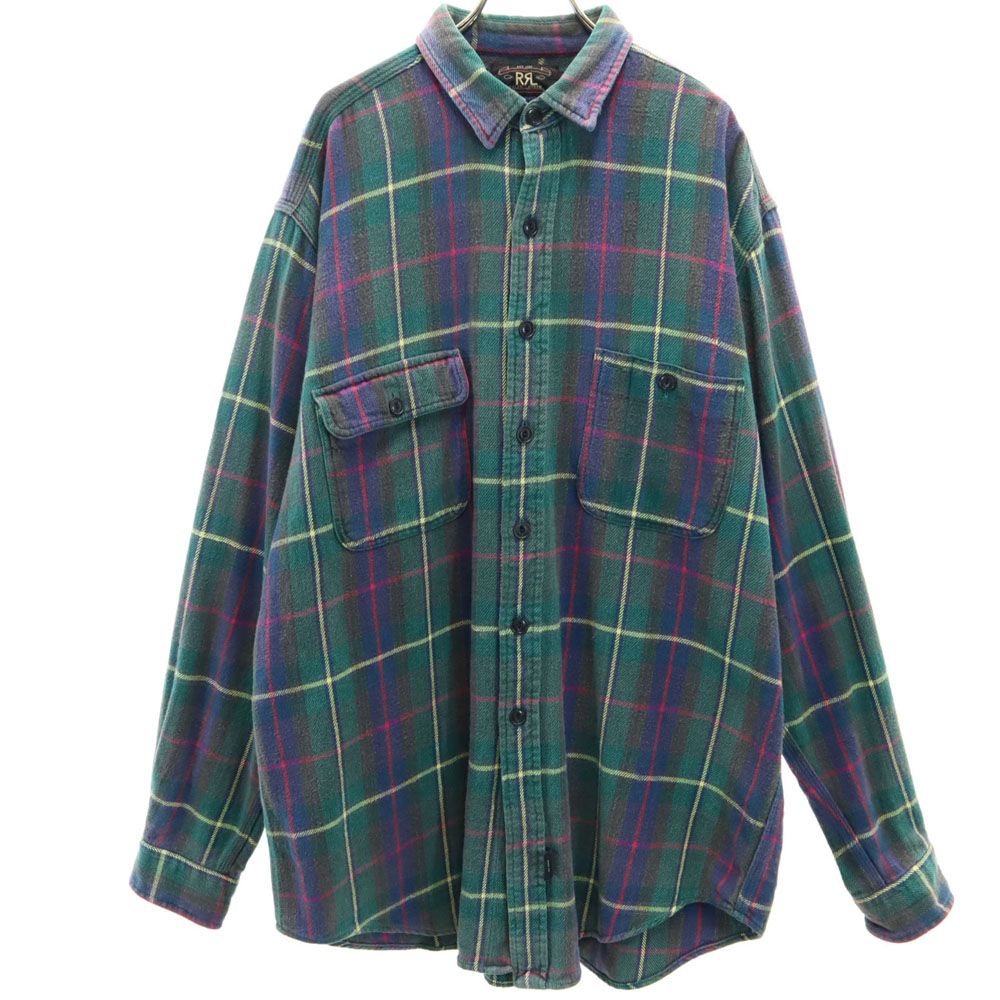RRL 90s 初期タグ 赤3星 オールド チェック柄 長袖 ネルシャツ L